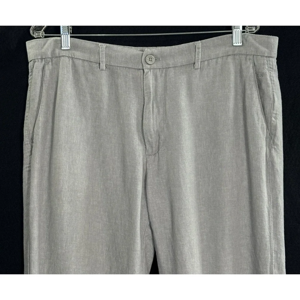 PORTER & ASH Men Linen Blend Pants Sz 34 Gray Coastal Beach Preppy Resort 8a-4